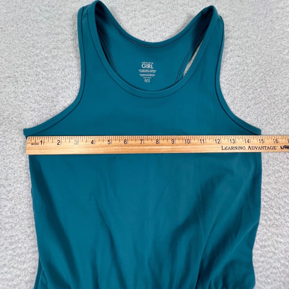 Athleta‎ Girl Hop Skip and a Jumpsuit XL/14 Teal Blue Athleisure Youth Stretch - Picture 5 of 10